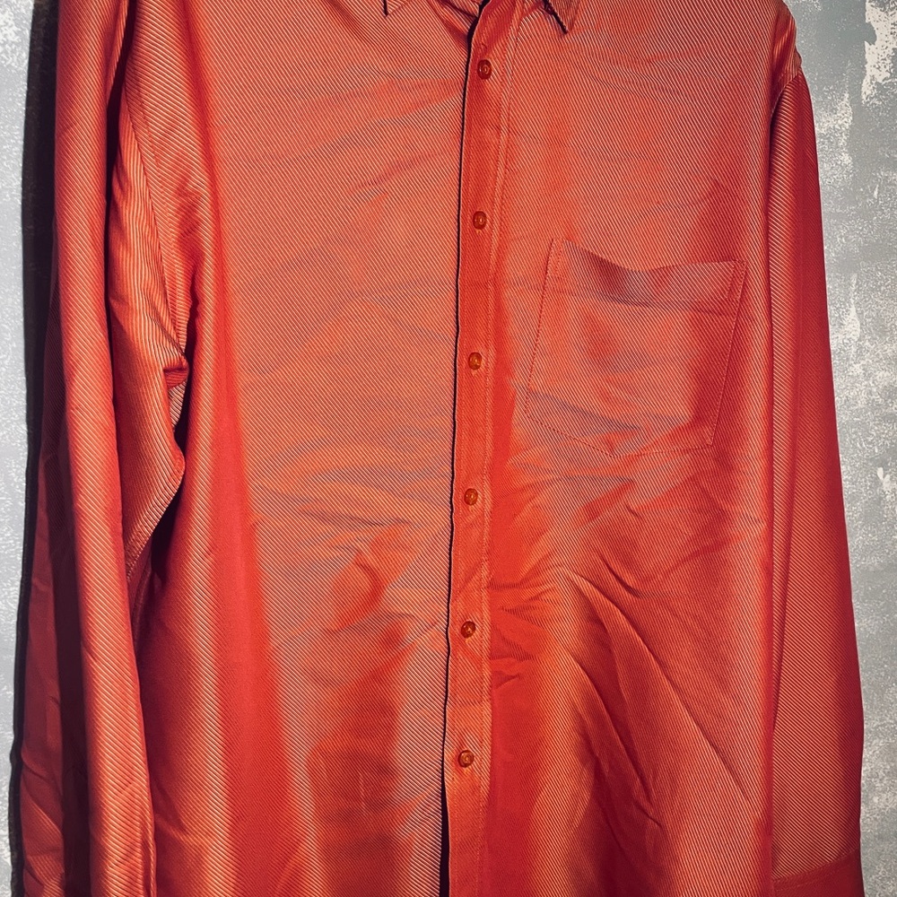 Bugatchi uomo long sleeve shirt shiny orange Bugatti sz large